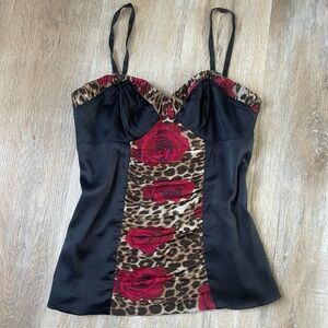 Express Black and Red Bustier Camisole Top